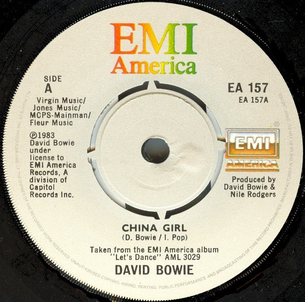David Bowie – China Girl - Vinyl 7", 45 RPM, Single, Push-out Centre, UK 1983 (USED VG+)