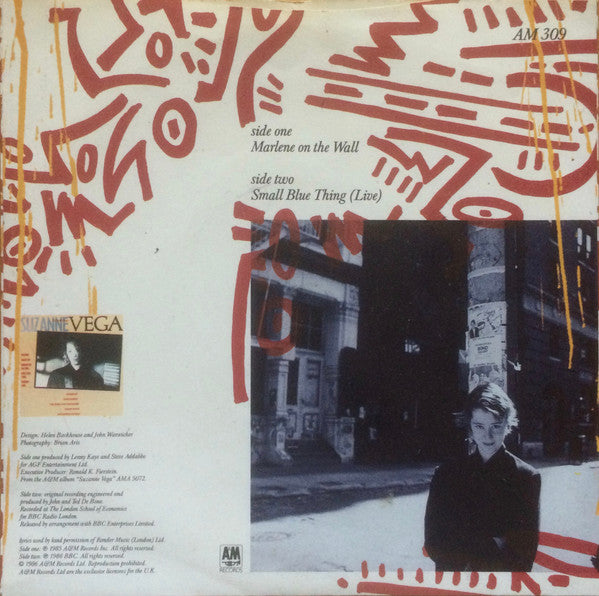 Suzanne Vega – Marlene On The Wall - Vinyl 7", 45 RPM, Single, Reissue, Red & White Sleeve, UK 1986 (USED VG+)
