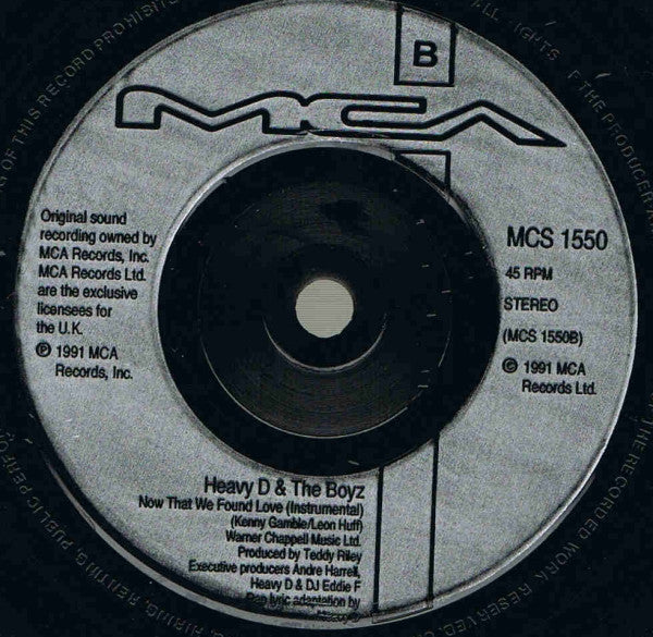 Heavy D & The Boyz – Now That We Found Love - Vinyl 7", 45 RPM, Single, Stereo, UK 1991 (USED VG)