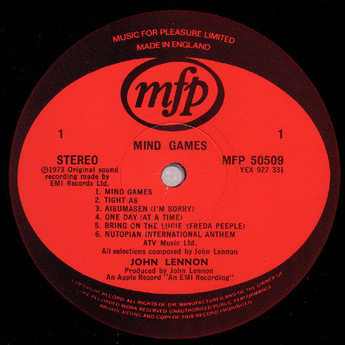 John Lennon - Mind Games - Vinyl LP, Album, Reissue, Stereo, UK 1980 (USED VG+)