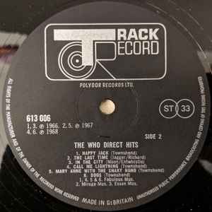 The Who – Direct Hits - Vinyl LP, Compilation, Stereo, UK 1986 (USED VG+)