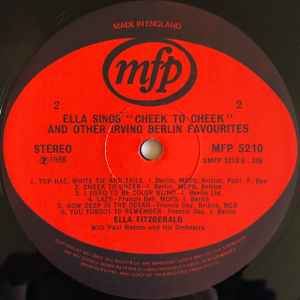Ella Fitzgerald Sings Irving Berlin – "Cheek To Cheek" And Other Irving Berlin Favourites - Vinyl, LP, Reissue, UK (USED VG)