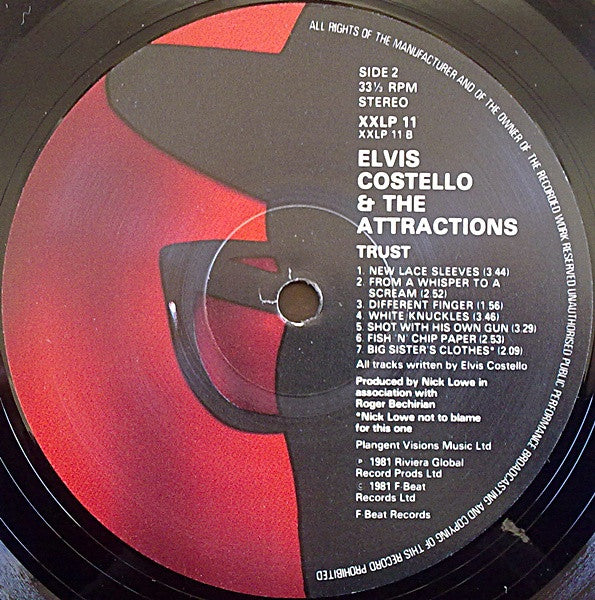 Elvis Costello & The Attractions – Trust - Vinyl LP, Album, Stereo, UK 1981 (USED VG+)