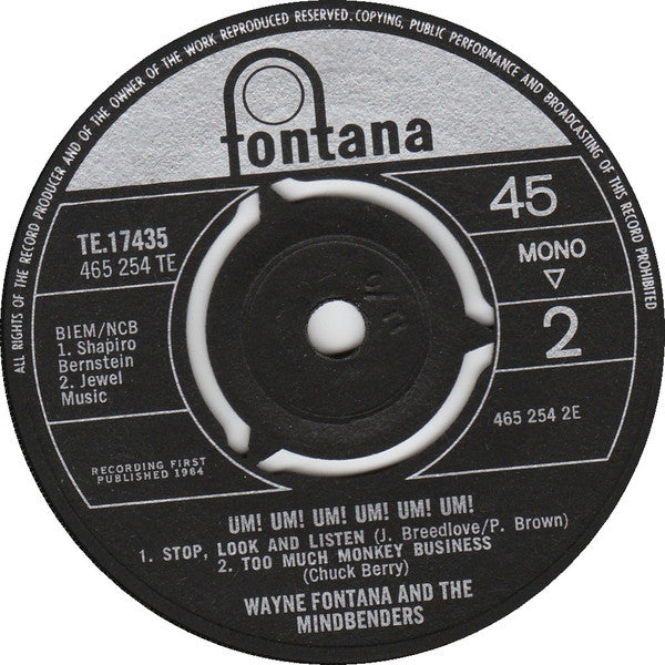 Wayne Fontana And The Mindbenders – Um! Um! Um! Um! Um! Um! - Vinyl 7", 45 RPM, EP, UK 1964 (USED VG+)