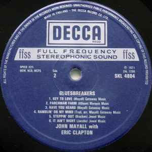 John Mayall With Eric Clapton – Blues Breakers - Vinyl LP, Album, Reissue, Stereo, UK (USED VG)