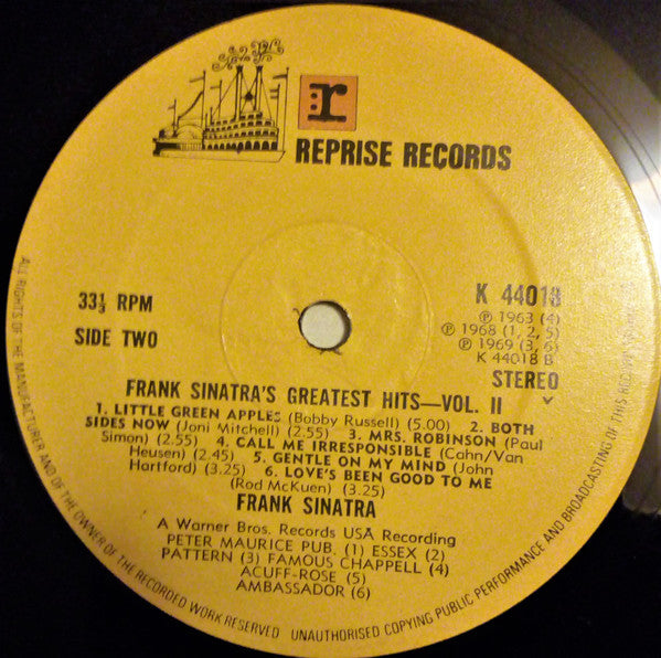 Frank Sinatra – Greatest Hits, Vol. II - Vinyl LP, Compilation, Stereo, UK 1973 (USED VG+)