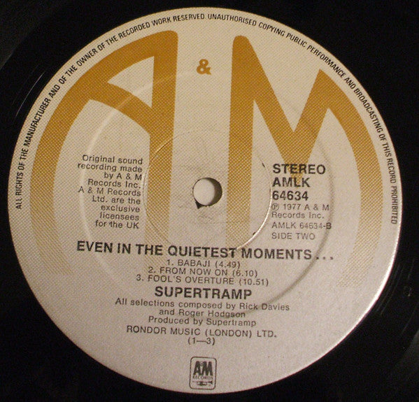 Supertramp – Even In The Quietest Moments... - Vinyl, LP, Album (USED VG)