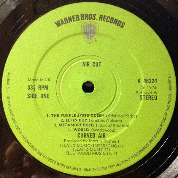 Curved Air - Air Cut - Vinyl LP, Album, Stereo, Gatefold, UK 1973 (USED VG)