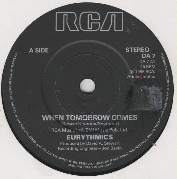 Eurythmics - When Tomorrow Comes - Vinyl 7", 45 RPM, Single, Stereo, Paper Sleeve, UK 1986 (USED NM)