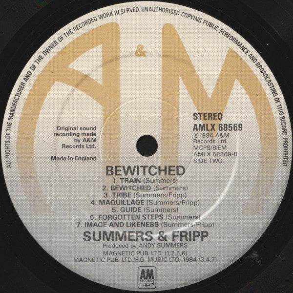 Andy Summers, Robert Fripp – Bewitched - Vinyl LP, Album, Promo, UK (USED NM)