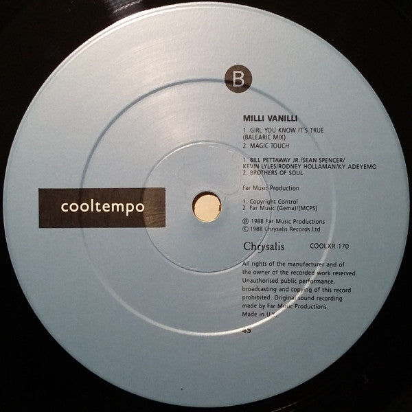 Milli Vanilli – Girl You Know It's True - Vinyl 12", 45 RPM, Single, UK 1988 (USED VG+)