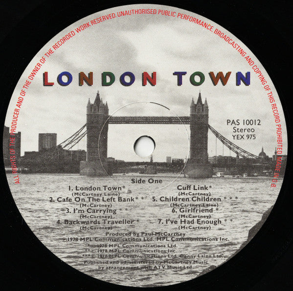 Wings – London Town - Vinyl LP, Album, Stereo, UK 1978 (USED VG+)