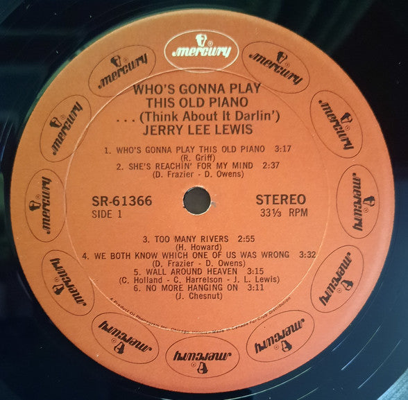 Jerry Lee Lewis - Who's Gonna Play This Old Piano... (Think About It Darlin') - Vinyl LP, Album, Club Edition, 1972 (USED VG+)