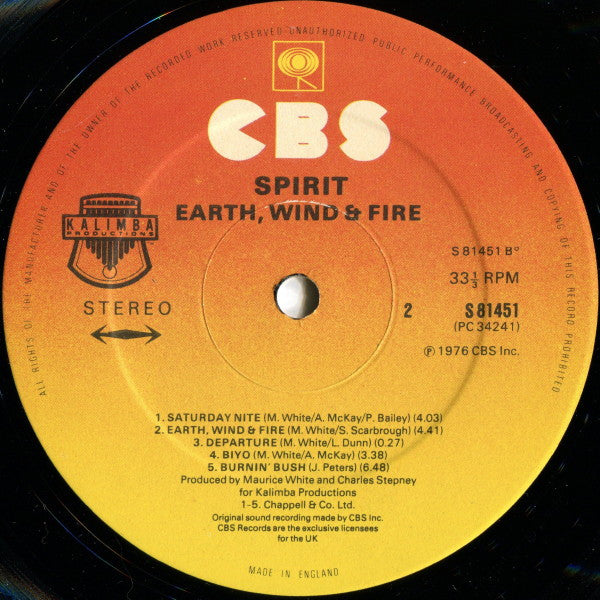 Earth, Wind & Fire - Spirit - Vinyl LP, Album, UK 1976 (USED VG+)