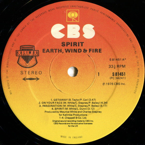 Earth, Wind & Fire - Spirit - Vinyl LP, Album, UK 1976 (USED VG+)