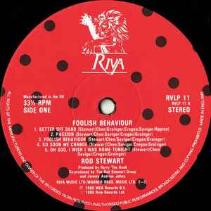 Rod Stewart - Foolish Behaviour - Vinyl LP, Album, Stereo, UK 1980 (USED VG+)