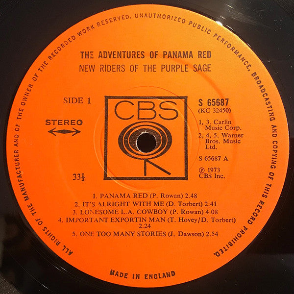 New Riders Of The Purple Sage - The Adventures Of Panama Red - Vinyl LP, Album, Gatefold, UK 1973 (USED VG+)