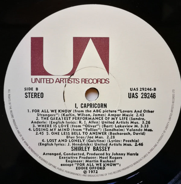Shirley Bassey – I, Capricorn - Vinyl LP, Album, UK 1972 (USED NM)