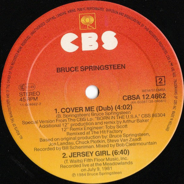 Bruce Springsteen – Cover Me (Undercover Mix) - Vinyl 12", 45 RPM, Maxi-Single, Stereo, 1984 (USED VG+)