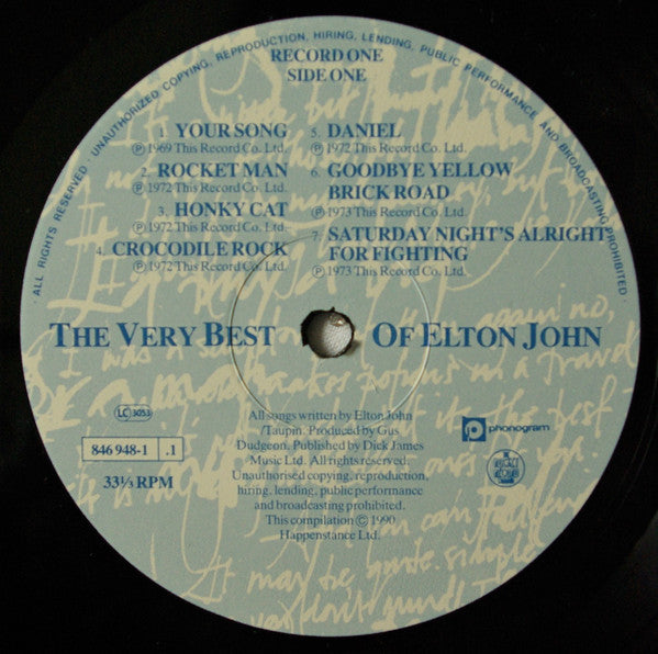 Elton John – The Very Best Of Elton John - 2 × Vinyl LP, Compilation, Gatefold, UK 1990 (USED VG)