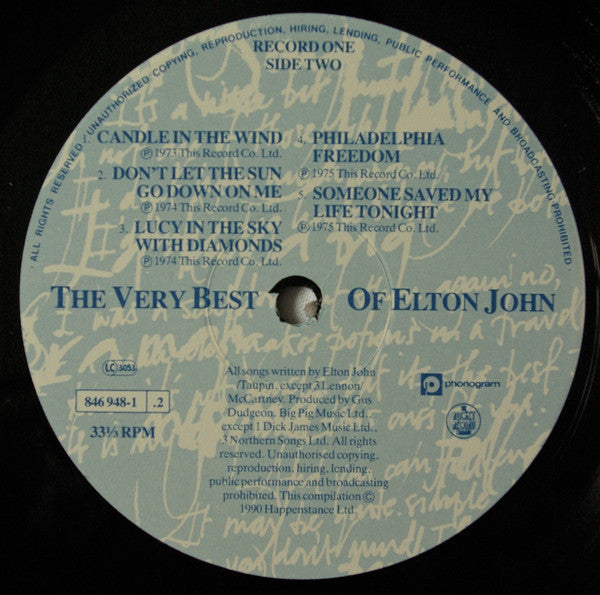 Elton John – The Very Best Of Elton John - 2 × Vinyl LP, Compilation, Gatefold, UK 1990 (USED VG)