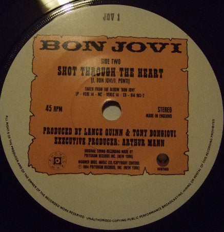 Bon Jovi - Wanted Dead Or Alive - Vinyl 7", 45 RPM, Single, Stereo, UK 1987 (USED NM)