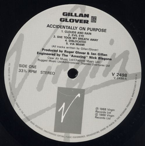 Gillan & Glover - Accidentally On Purpose - Vinyl LP, Album, Stereo, UK 1988 (USED VG+)