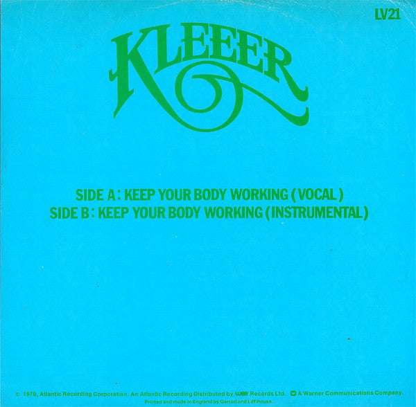 Kleeer - Keeep Your Body Workin' - Vinyl 12", 45 RPM, Single, Stereo, Clear, UK 1978 (USED NM)