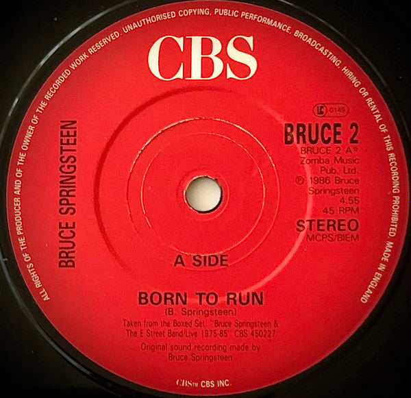 Bruce Springsteen & The E Street Band – Born To Run (Live) - Vinyl 7", 45 RPM, Single, Stereo, UK 1987 (USED NM)