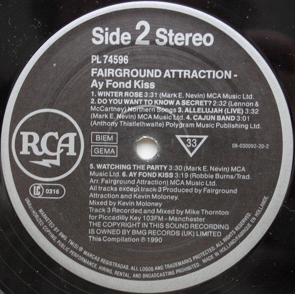 Fairground Attraction – Ay Fond Kiss - Vinyl LP, Album, Compilation, UK 1990 (USED VG+)