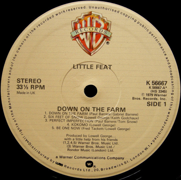 Little Feat - Down On The Farm - Vinyl LP, Album, Stereo, UK 1979 (USED VG+)