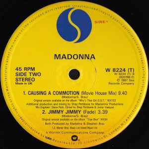 Madonna – Causing A Commotion - Vinyl 12", 45 RPM, Single, Stereo, UK 1987 (USED VG)