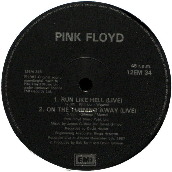 Pink Floyd – On The Turning Away - Vinyl 12", Limited Edition, 45 RPM, Poster Bag, UK 1987 (USED VG+)