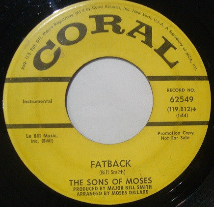 The Sons Of Moses - Soul Symphony / Fatback - Vinyl 7", 45 RPM, Promo, US 1968 (USED VG+)