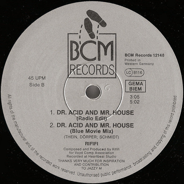Rififi – Dr. Acid And Mr. House - Vinyl 12", 45 RPM, 1988 (USED NM)