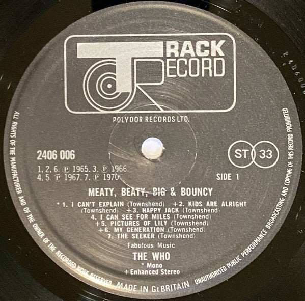 The Who - Meaty, Beaty, Big & Bouncy - Vinyl LP, Compilation, Stereo, Mono, Gatefold, Original UK 1971 (USED VG+)