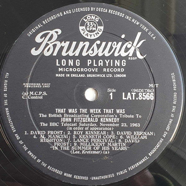 BBC Telecast – That Was The Week That Was - Vinyl LP, Mono (USED VG)