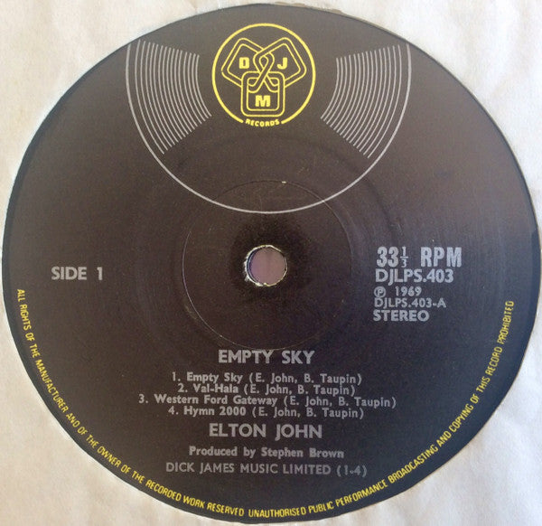 Elton John – Empty Sky - Vinyl LP, Album, Stereo, UK 1969 (USED VG+)