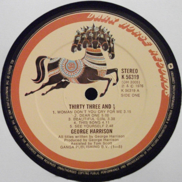 George Harrison - Thirty Three & 1/3 - Vinyl LP, Album, Stereo, UK 1976 (USED VG+)