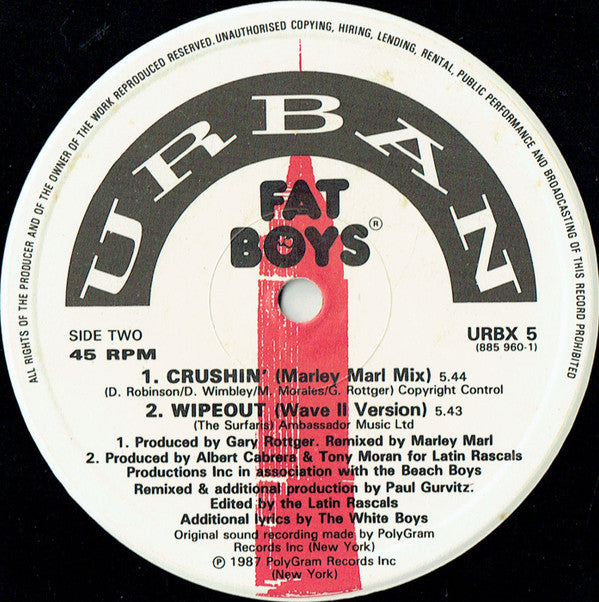 Fat Boys And The Beach Boys – Wipeout! - Vinyl 12", 45 RPM, Single, UK 1987 (USED VG+)