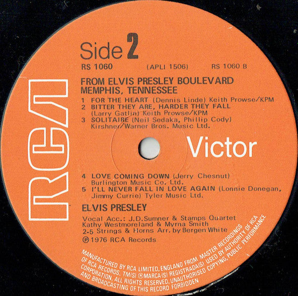 Elvis Presley – From Elvis Presley Boulevard, Memphis, Tennessee - Vinyl LP, Album, UK 1976 (USED VG)