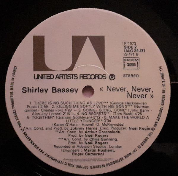 Shirley Bassey – Never Never Never - Vinyl LP, Album, Gatefold, France 1973 (USED VG+)