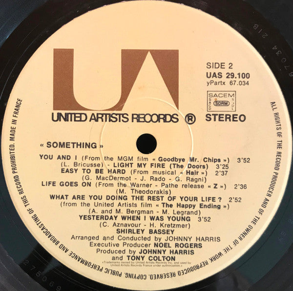 Shirley Bassey – Something - Vinyl LP, Album, Reissue (USED NM)