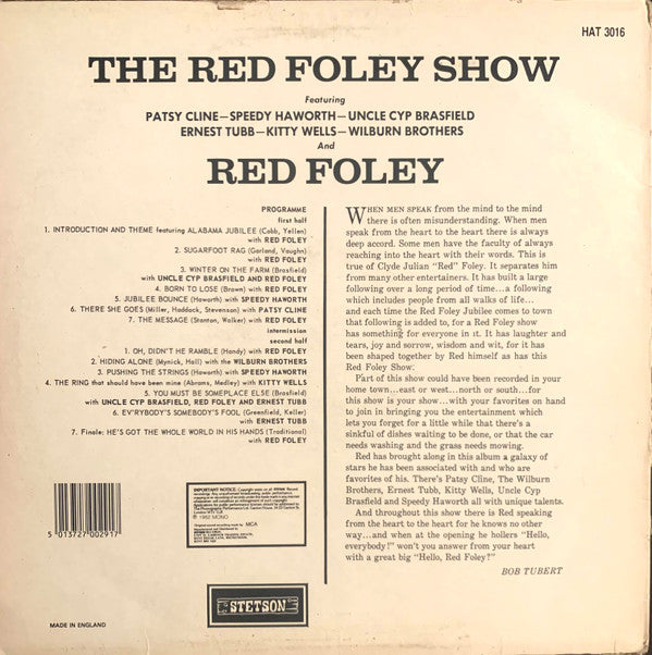 Red Foley - The Red Foley Show - Vinyl LP, Album, Reissue, Mono, UK (USED NM)