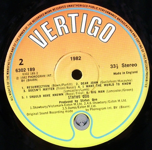 Status Quo – 1+9+8+2 = XX - Vinyl LP, Album, Stereo, Embossed, UK 1982 (USED VG)