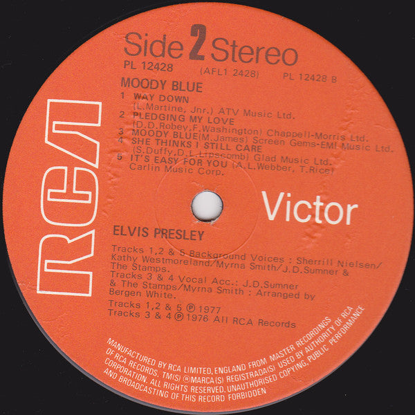 Elvis – Moody Blue - Vinyl LP, Album, Stereo, UK 1977 (USED VG)