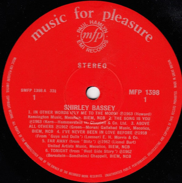 Shirley Bassey – The Fabulous Shirley Bassey - Vinyl LP, Compilation, Stereo, UK 1970 (USED VG+)