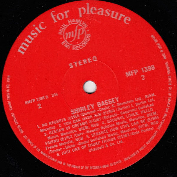 Shirley Bassey – The Fabulous Shirley Bassey - Vinyl LP, Compilation, Stereo, UK 1970 (USED VG+)