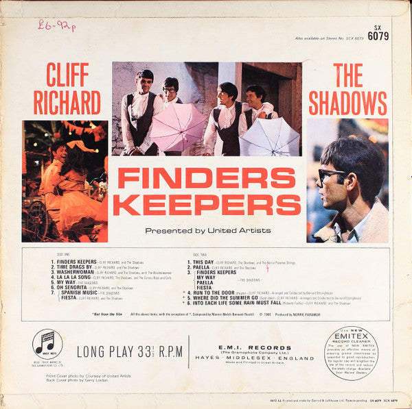 Cliff Richard & The Shadows - Finders Keepers - Vinyl LP, Album, Mono, UK 1966 (USED VG)
