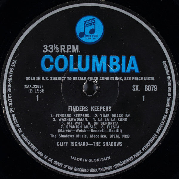 Cliff Richard & The Shadows - Finders Keepers - Vinyl LP, Album, Mono, UK 1966 (USED VG)